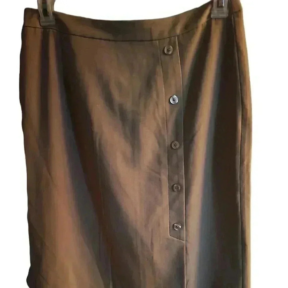 Outline Petite 12P Lined Pencil Skirt 5  Button Design Beige - Picture 6 of 6